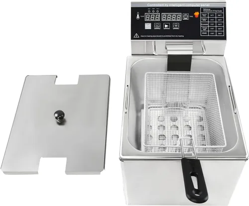 Vista 3 de Freidora eléctrica con cesta y tapa, capacidad de 8 litros, freidora eléctrica con control inteligente de temperatura para el hogar, cocina