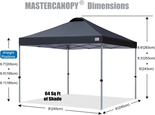 Vista 2 de MASTERCANOPY - Toldo plegable que incluye funda de transporte con ruedas, 4 bolsas de arena de contrapeso y 4 estacas