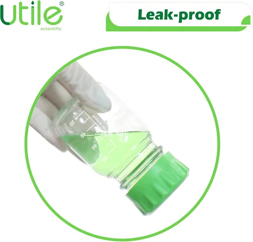 Vista 6 de Utile Botella multimedia, 3.3 botellas de vidrio de borosilicato con tapones de rosca GL45, 6 botellas de medios de laboratorio de 3.4 fl oz