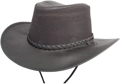 Vista 3 de Breeze - Sombrero de malla de cuero para hombres y mujeres UPF 50 transpirable ventilado Ala ancha, correa ajustable para la barbilla, sombrero