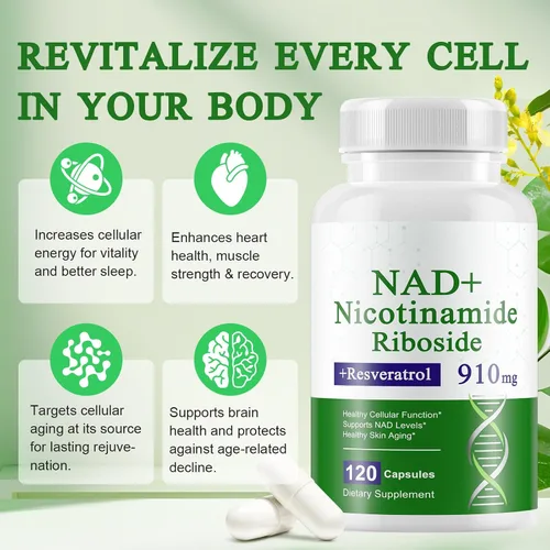 Vista 2 de A r b c r n Suplemento de 240 cápsulas, nicotinamida ribósido resveratrol 910mg para hombres y mujeres, suplemento NR para enfoque energético