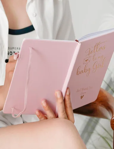 Vista 5 de InnoBeta New Mom Gifts - Cuaderno A5 para mujer, diseño de letras a mi, rosa Diario significativo de embarazo y memoria del recién nacido