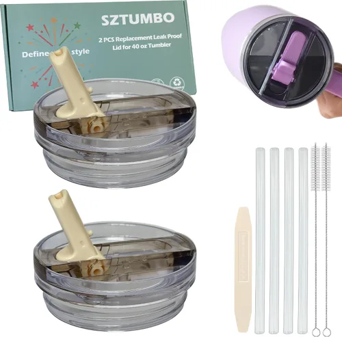 Vista 15 de 2 tapas con popote desmontable para Stanley Quencher ProTour de 40 onzas, tapa 100% a prueba de fugas para accesorios de vasos Stanely de 40 onzas