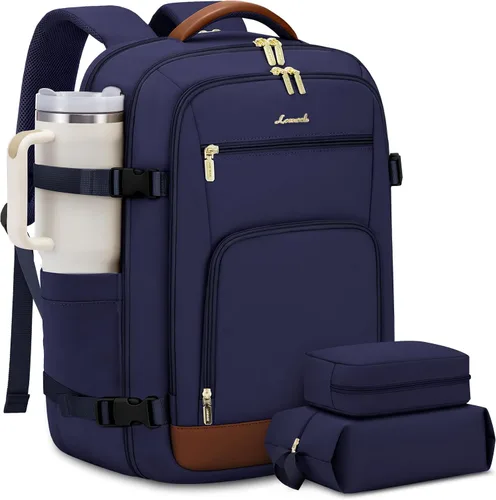 Vista 40 de LOVEVOOK Mochila de viaje para mujer y hombre, Beige, Mochilas de viaje