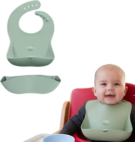 Vista 13 de Abiie Ruby Wrapp - Baberos de silicona para bebés con bolsillo frontal, babero impermeable, resistente a las manchas, baberos de silicona para niños