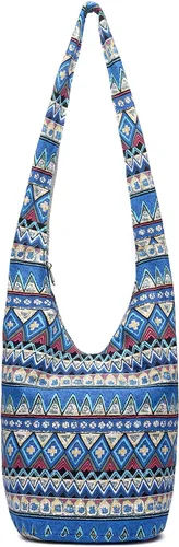 Vista 67 de Bolsa de hombro para mujer, de lona en estilo hippie/bohemio para llevar cruzada al hombro, disponible en diferentes colores y estampados