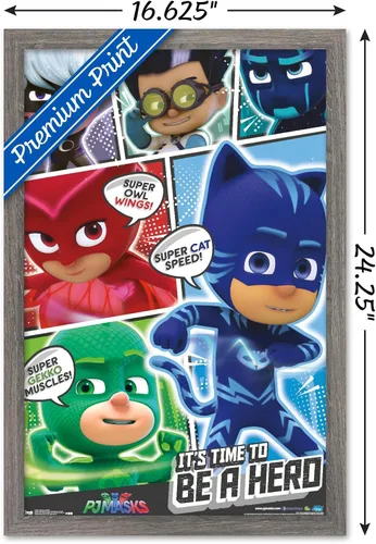Vista 3 de Trends International PJ Masks - Póster de pared, 14.725 x 22.375 pulgadas, versión enmarcada de madera de granero