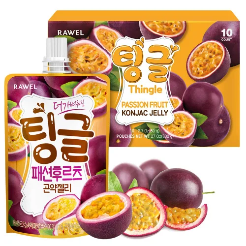 Vista 7 de Rawel Thingle Delicious Konjac Jelly - 1 caja (2.82 oz x 10 paquetes) / 6 calorías por bolsa, sin azúcar, baja en calorías, gelatina de sabor a