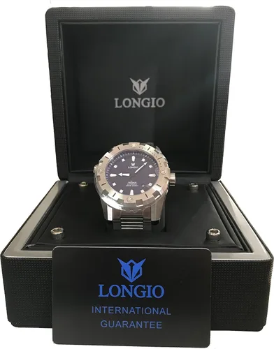 Vista 6 de LONGIO Diver Watches Telamon 3,280.8ft Swiss Automatic Pro Diver Watches 1.850in Reloj de buceo con válvula de helio, bisel giratorio, zafiro correa