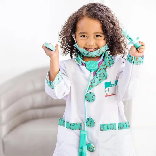 Vista 2 de Melissa & Doug - Disfraz para jugar a ser doctor (embalaje libre de frustración)