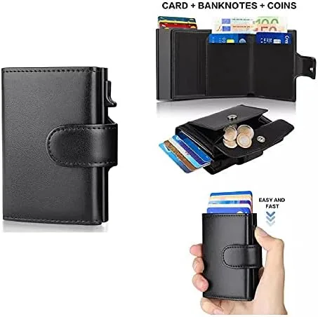 Vista 7 de Billetera de aluminio RFID con soporte para dinero y monedas