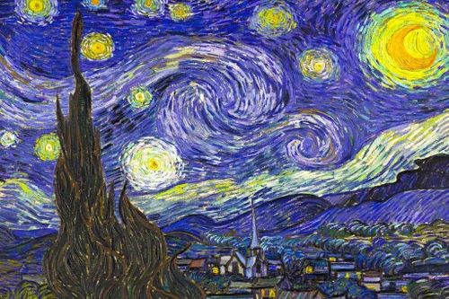 Vista 3 de Vincent Van Gogh Laminado La Noche Estrellada Van Gogh Arte de Pared Estilo de Pintura Impresionista Paisaje de Bosque Natural Cielo Nocturno Póster