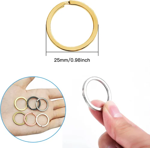 Vista 3 de 60 anillos planos de metal llavero anillo redondo plano dividido llavero de metal dividido anillo de metal para llaves de coche en el hogar