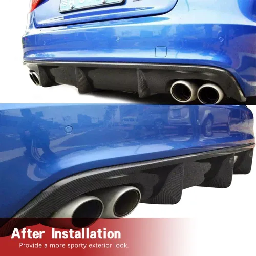 Vista 2 de Borde de parachoques trasero de fibra de carbono compatible con Audi A5 Sline S5 4 puertas 2 puertas 2012-2016 cubierta de parachoques trasero borde