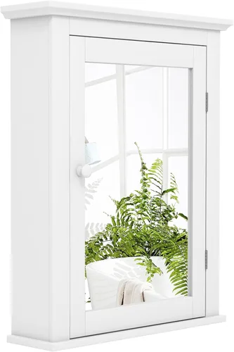Vista 11 de Botiquín marrón con espejo, almacenamiento ajustable montado en la pared para baño, sala de estar, dormitorio, entrada y cocina