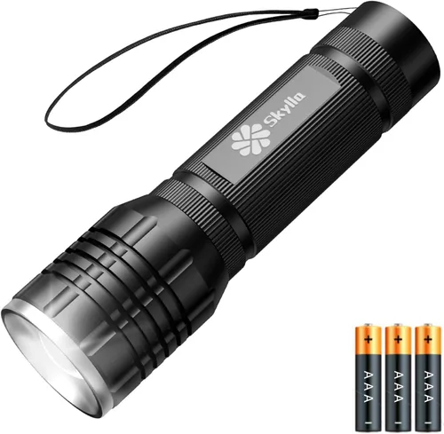 Vista 9 de Skylla LED Flashlight Bright high Lumens Tactical Flashlights with 5 Modes, Waterproof Zoomable Flash Light for Outdoor, Gifts for Student Dorm