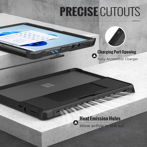 Vista 6 de MoKo Funda compatible con tablet Microsoft Surface Pro 8 de 13 pulgadas con pantalla táctil 2021, funda protectora resistente todo en uno con correa