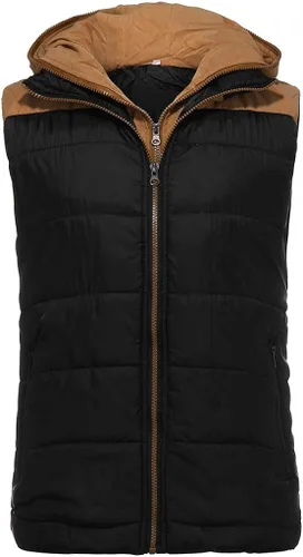 Vista 2 de WENKOMG1 Chaleco acolchado para hombre, cálido chaleco acolchado, liso, cómodo, sin mangas, cómodo y acogedor, con cremallera