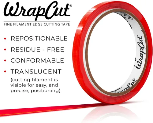Vista 5 de VViViD Wrap Cut cinta para corte de bordes de vinilo de 32 pies (10 m) con espátula amarilla para detalles