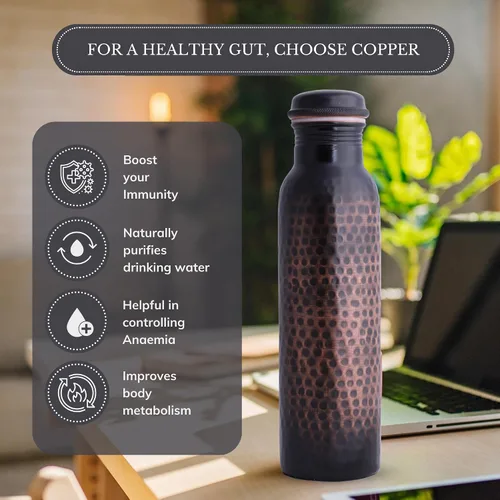 Vista 2 de Staglife Botellas de agua de cobre para agua potable para hombres y mujeres, jarra de agua de cobre puro, dispensador de recipientes de cobre, 33