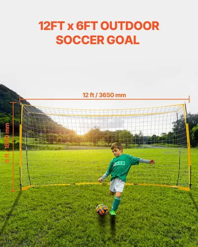 Vista 2 de VEVOR Portable Soccer Goal, 12 x 6 ft Large Practice Soccer Net, Steel Fiberglass Structure Training Goal Set with Carry Bag, All-Weather Outdoor