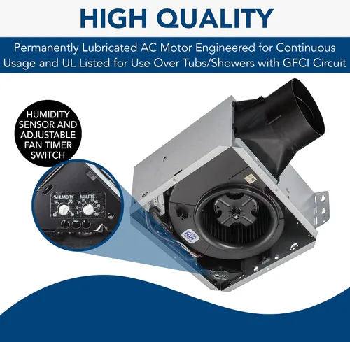 Vista 4 de Broan Flex™ Series 80 CFM 0.7 Sones Ventilador de ventilación con detección de humedad Energy Star®