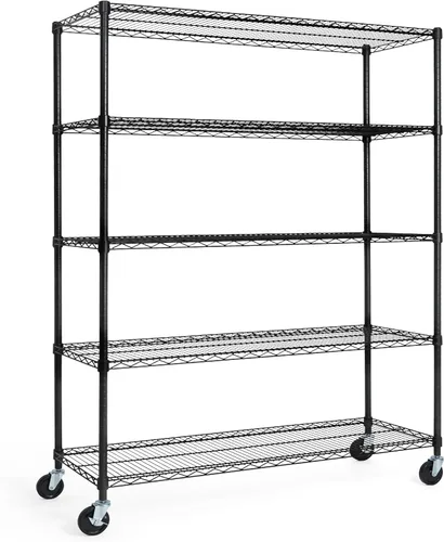 Vista 14 de CAPHAUS Estantería de alambre de grado comercial NSF con ruedas, patas niveladoras y forros, estante de metal para almacenamiento, 36 x 18 x 76, 5