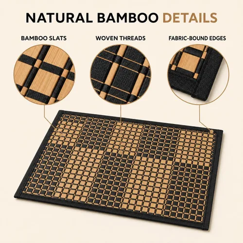 Vista 11 de Juego de 4 manteles individuales de bambú, resistentes al calor, para mesa de comedor, manteles individuales de bambú duraderos, resistentes a
