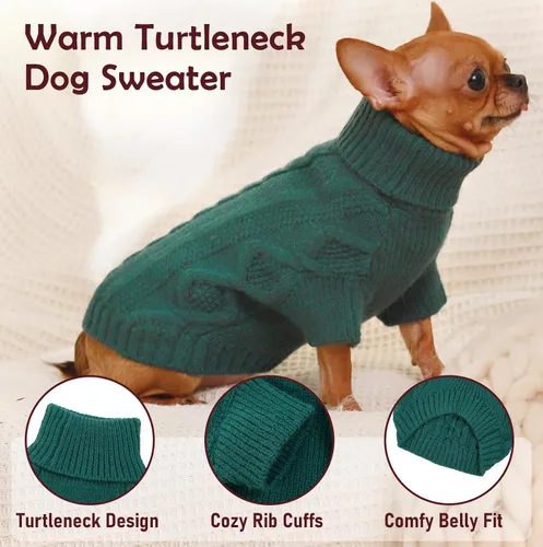 Vista 3 de PeacockGreen XS Suéter para Perro Hembra Chihuahua Teacup, Ropa para Gatos y Cachorros - Suéter Cálido de Invierno para Navidad y Acción de Gracias
