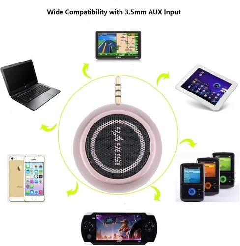 Vista 6 de Mini altavoz portátil con conector de entrada auxiliar de 0.138 in, altavoz de línea de teléfono móvil de 3 W para iPhone, iPad, iPod, tableta, Oro