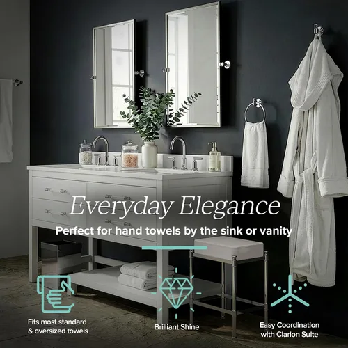Vista 6 de Gatco 5712 Clarion - Toallero de mano montado en la pared para tocador de baño, accesorio de accesorios de baño acrílico y cromado