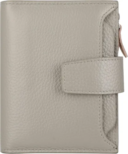 Vista 43 de Lavemi Pequeña cartera compacta para mujer, con bloqueo RFID, de piel auténtica, plegable, con ventanas de identificación