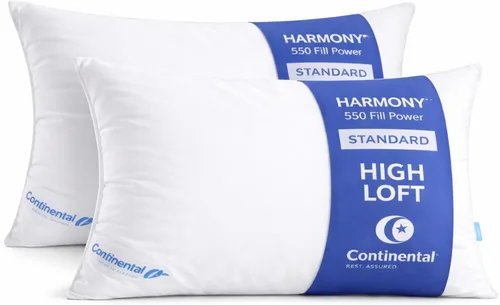 Vista 21 de Continental Bedding Harmony White Goose Down Pillow 550 Fill Power Medium Loft 100% algodón 300 hilos Shell tamaño estándar 1 paquete fabricado