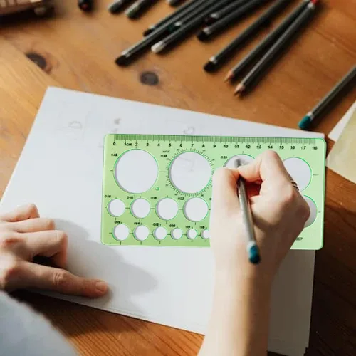 Vista 5 de Plantillas circulares dibujos geométricos plantillas de dibujo, herramientas de medición, diseño de artista, herramienta de ayuda de dibujo, regla