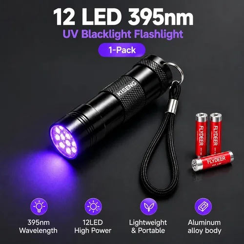 Vista 4 de 395nm UV Light Black Light Flashlight for Pet Urine Detection