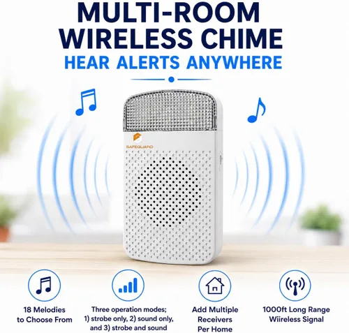 Vista 4 de Kit de timbre inalámbrico, rango de 1000 pies, timbre enchufable, ideal como timbre con discapacidad auditiva y timbre sordo, ajuste de volumen