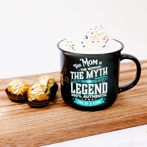 Vista 5 de Pavilion Gift Company - Mom The Legend - Taza de cerámica de 13 onzas, taza de café de doble cara, regalo del día de la madre, 1 unidad, paquete