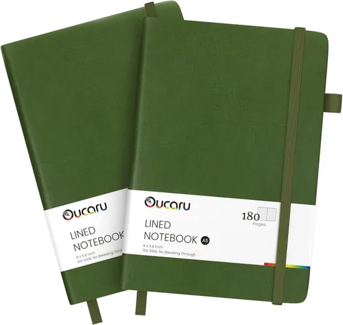 Vista 41 de Oucaru Cuaderno rayado, paquete de 4, 180 páginas, diarios A5 para escribir, papel grueso de 100 GSM, cuadernos pequeños diarios para mujeres