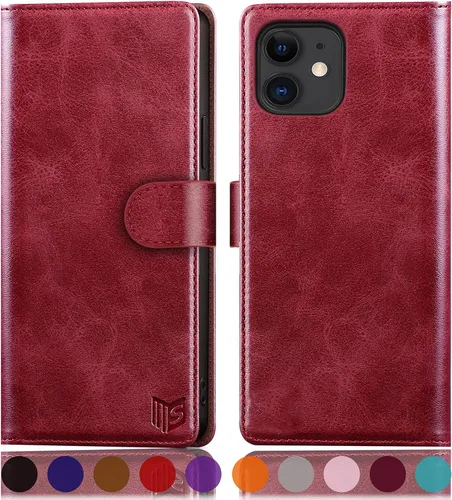 Vista 14 de SUANPOT Funda de piel tipo cartera para iPhone 11 de 6.1 pulgadas (Non 11 Pro de 5.8 pulgadas) con bloqueo RFID, tarjetero de crédito, funda