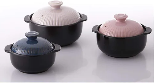 Vista 5 de Kitchen Flower Lucia - Olla caliente de cerámica esmaltada natural (vintage azul, 21.1 fl oz)