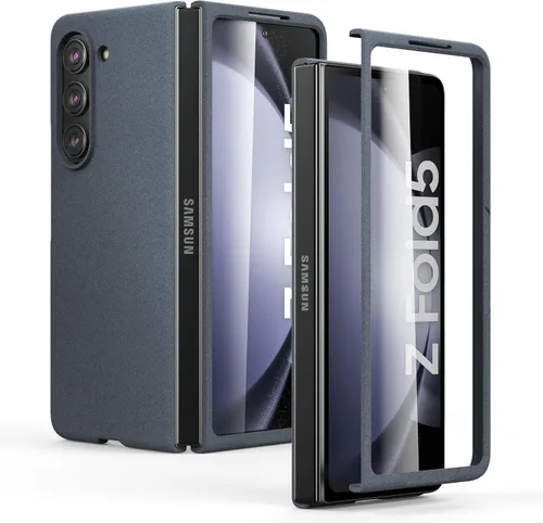 Vista 16 de Funda delgada para Galaxy Z Fold 5, [película de pantalla frontal dura transparente incorporada + parte trasera de policarbonato duro]