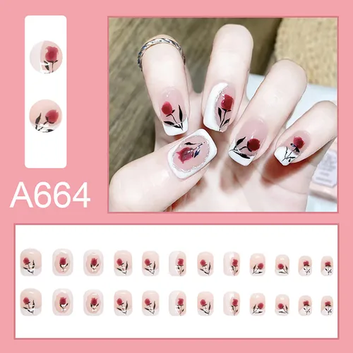 Vista 4 de Uñas cortas a presión, uñas postizas acrílicas brillantes, puntas de uñas blancas de cobertura completa, reutilizables, con forma de ataúd, uñas
