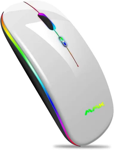 Vista 9 de Ratón inalámbrico Bluetooth para portátil, ratón recargable 2.4G USB óptico inalámbrico, ratón LED delgado de doble modo (Bluetooth 5.0 y 2.4G)