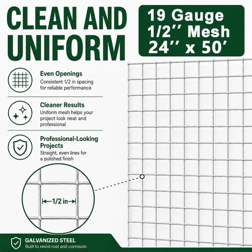 Vista 2 de Trenk Hardware Cloth Malla de alambre de pollo de 1/2 pulgada 24 x 50 pies