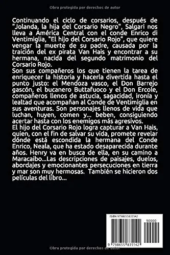 Vista 2 de El hijo del Corsario Rojo Novela de Aventura, Cuarto del Ciclo de "Piratas del Caribe" por Emilio Salgari + Pequeña biografía y análisis (anotado)