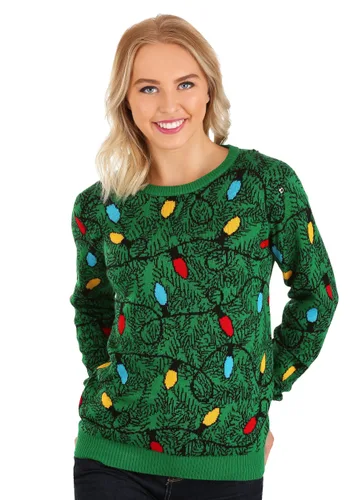 Vista 5 de Suéter feo para adulto de ardilla 3D en el árbol de Navidad Multicolor