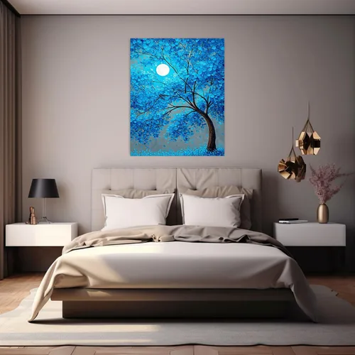 Vista 2 de VOCBAN Modern Artwork Colourful Tree Of Life Wall Art Canvas Picture Print Painting Botanical Artwork for Bathroom Living Room Bedroom(blue blue 80