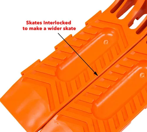 Vista 3 de Mytee Products Patines de neumáticos entrelazados para camión de grúa, camión de auxilio, transportador de vuelco, color naranja (juego de 4 piezas)