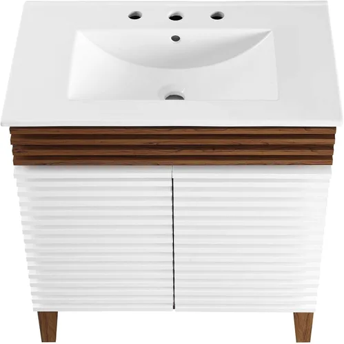 Vista 104 de Modway Render 23.5" tocador de baño en nogal (lavabo no incluido)