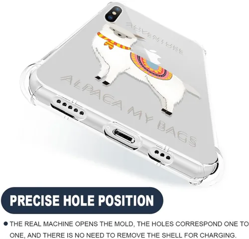 Vista 4 de Funda compatible con iPhone X/Xs, TPU suave, transparente, a prueba de golpes, funda protectora transparente para iPhone X/XS, alpaca